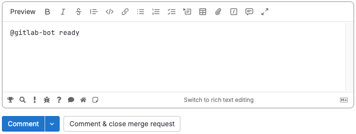 GitLab bot ready comment