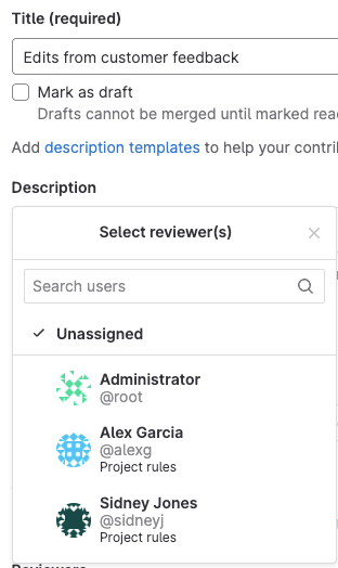 Reviewer approval rules in new/edit form